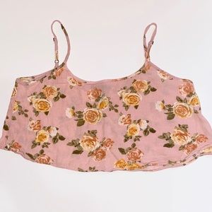 Super cute light pink floral flowy crop top